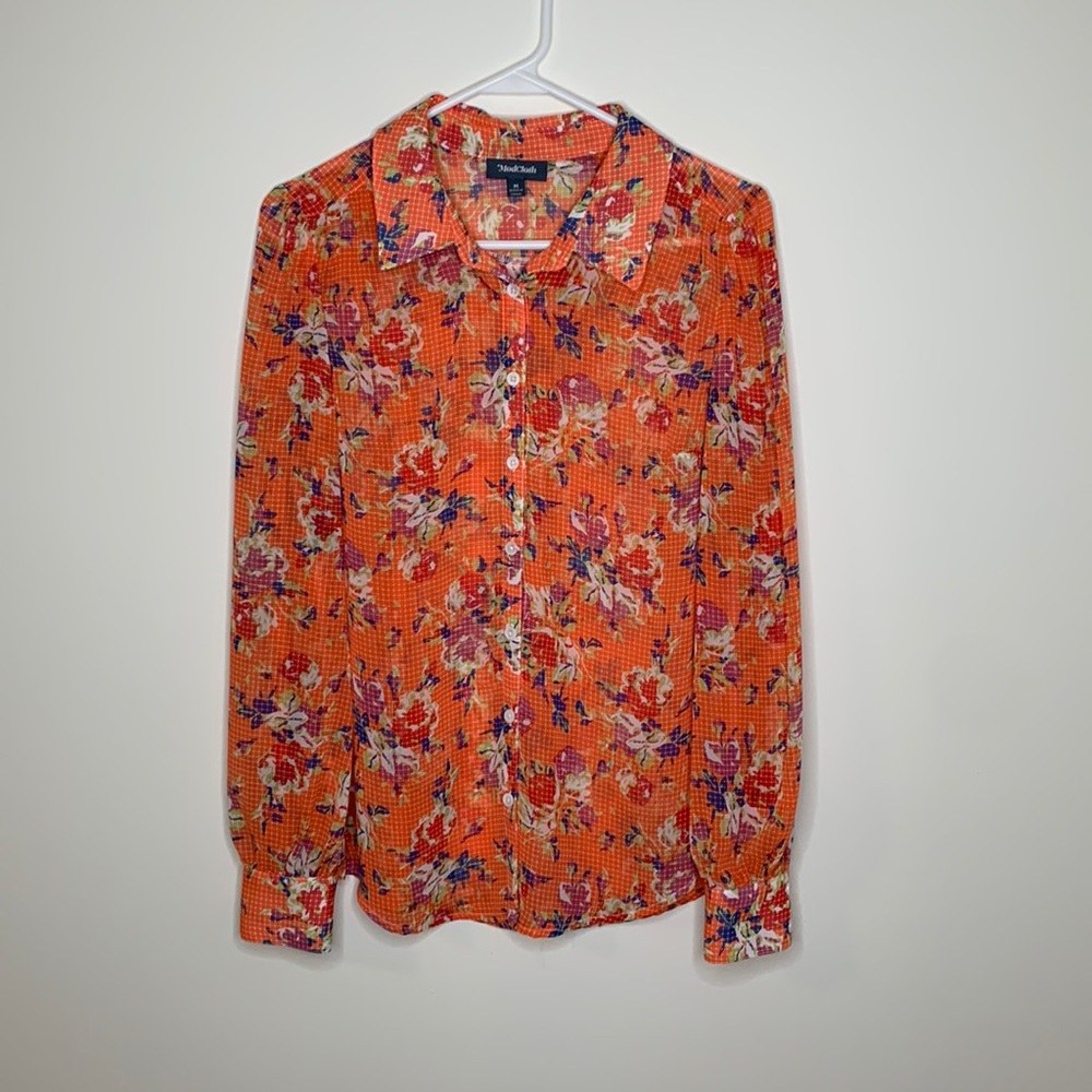 Funky floral orange blouse